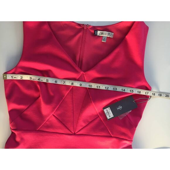 Jennifer Lopez Dress in Electric Pink Ruffle V Neck‎ Sundress Size 8 - Picture 7 of 14